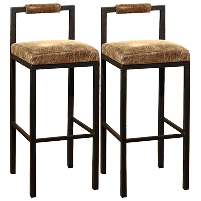 Tabouret haut de restaurant industriel de tabouret de bar à dossier bas en fer noir avec siège carré