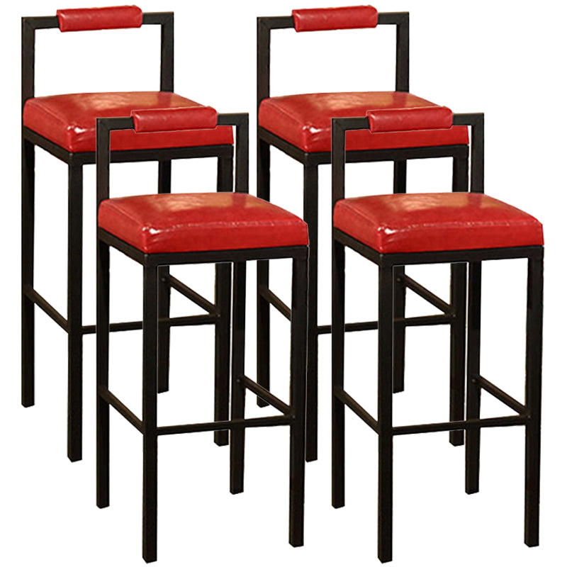 Tabouret haut de restaurant industriel de tabouret de bar à dossier bas en fer noir avec siège carré