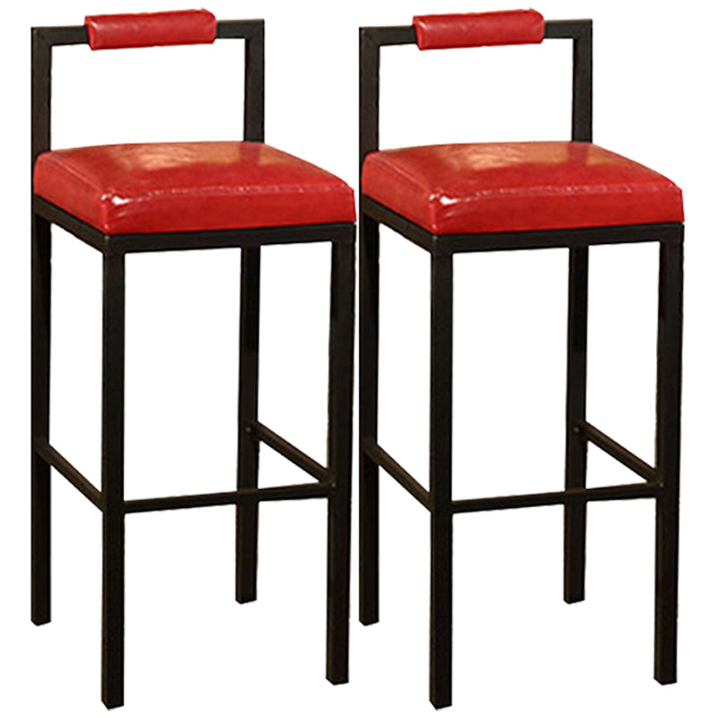 Tabouret haut de restaurant industriel de tabouret de bar à dossier bas en fer noir avec siège carré