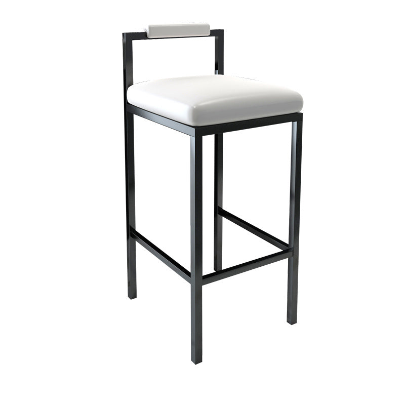 Tabouret haut de restaurant industriel de tabouret de bar à dossier bas en fer noir avec siège carré