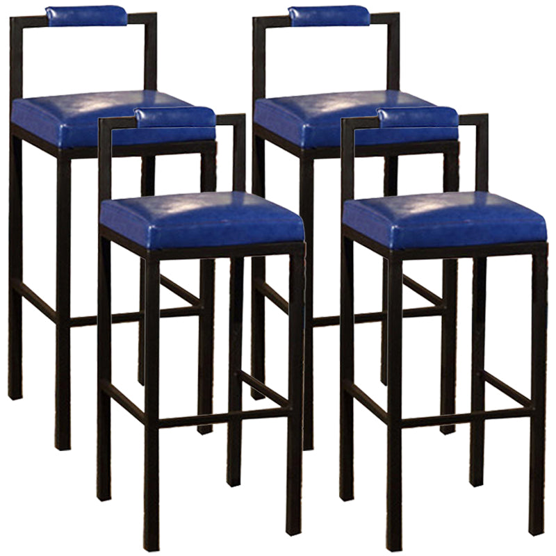 Tabouret haut de restaurant industriel de tabouret de bar à dossier bas en fer noir avec siège carré