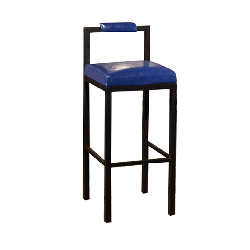 Tabouret haut de restaurant industriel de tabouret de bar à dossier bas en fer noir avec siège carré
