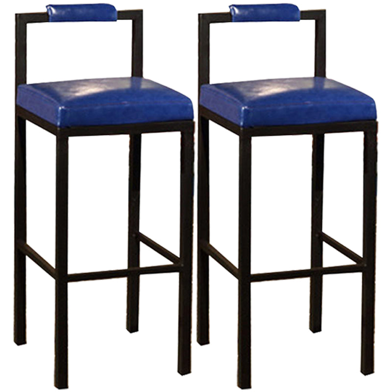 Tabouret haut de restaurant industriel de tabouret de bar à dossier bas en fer noir avec siège carré