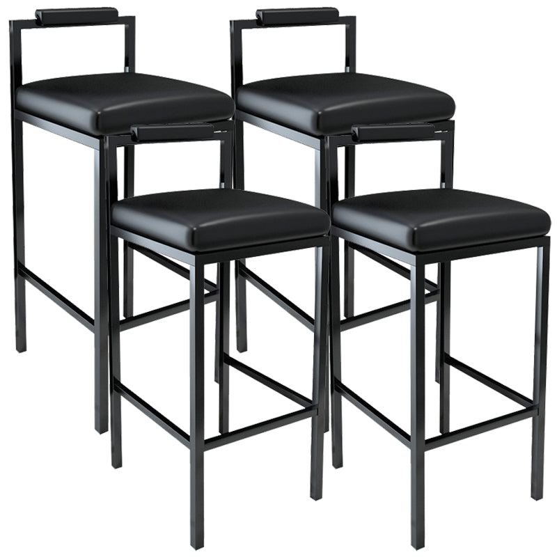 Tabouret haut de restaurant industriel de tabouret de bar à dossier bas en fer noir avec siège carré