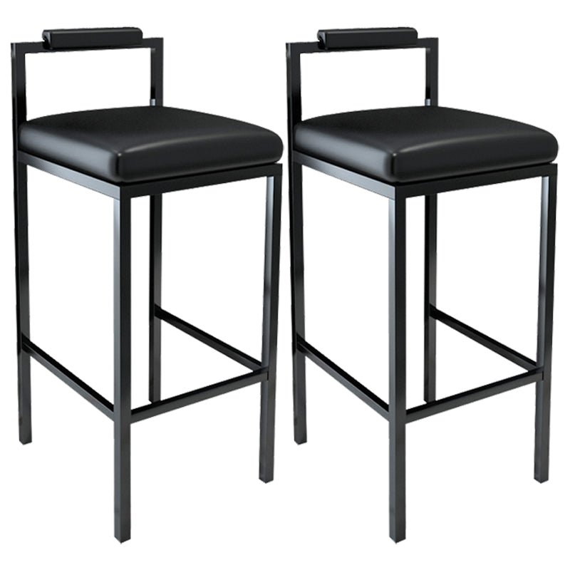 Tabouret haut de restaurant industriel de tabouret de bar à dossier bas en fer noir avec siège carré