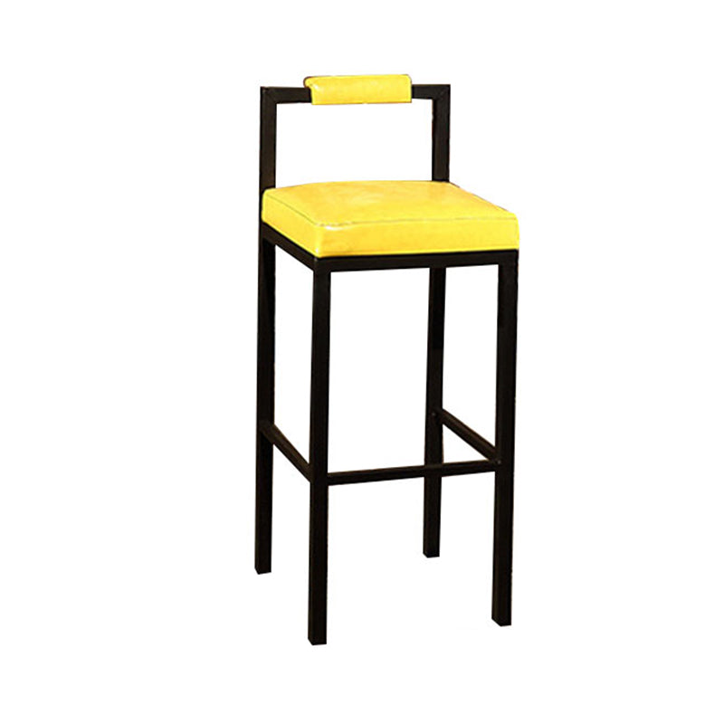 Tabouret haut de restaurant industriel de tabouret de bar à dossier bas en fer noir avec siège carré