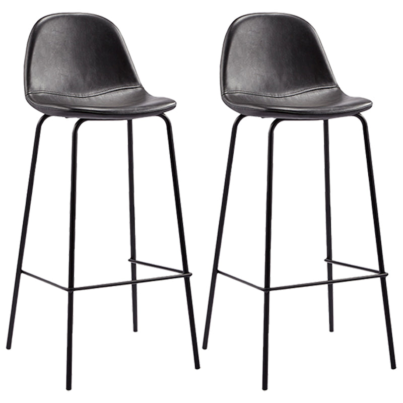 Industrieller Barhocker mit niedriger Rückenlehne, gesteppter hoher Hocker aus Distressed-Leder, 2er-Set