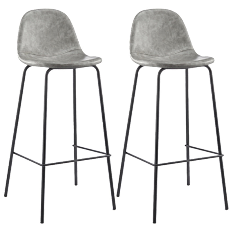 Industrieller Barhocker mit niedriger Rückenlehne, gesteppter hoher Hocker aus Distressed-Leder, 2er-Set