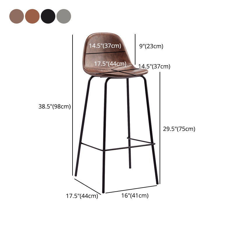 Tabouret de bar industriel à dossier bas en cuir vieilli matelassé, ensemble de 2