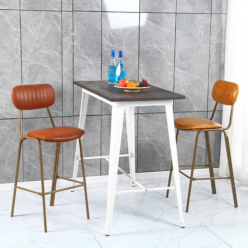 Taburete de bar de cuero envejecido rectangular acolchado Taburete alto industrial para interiores
