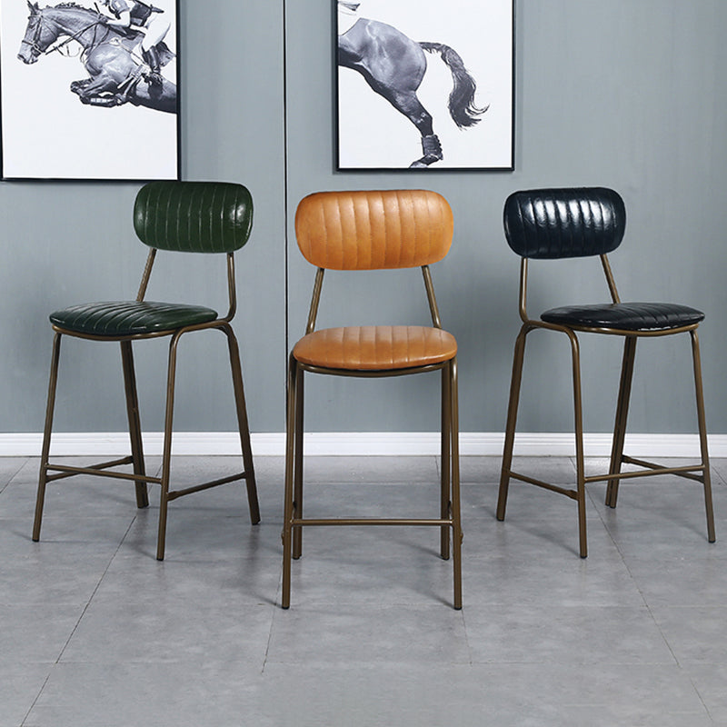 Taburete de bar de cuero envejecido rectangular acolchado Taburete alto industrial para interiores