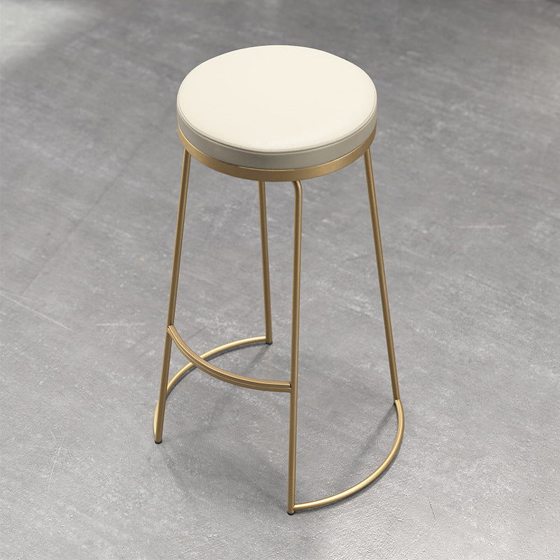 Taburete de bar de estilo nórdico, redondo, de piel sintética, con cojín, para bar, comedor, juego de 2
