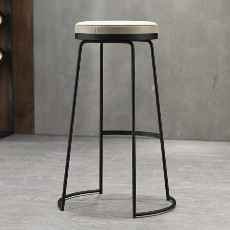 Taburete de bar de estilo nórdico, redondo, de piel sintética, con cojín, para bar, comedor, juego de 2
