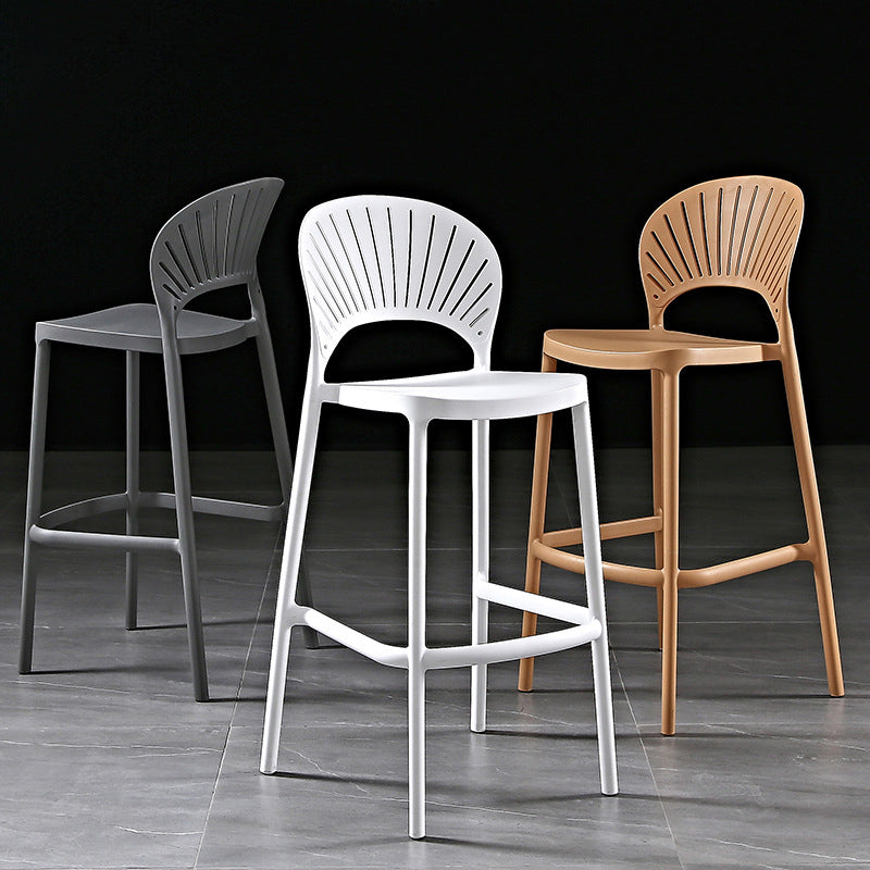 Taburete de bar de plástico de estilo nórdico con respaldo de 4 patas, taburete de bar colorido