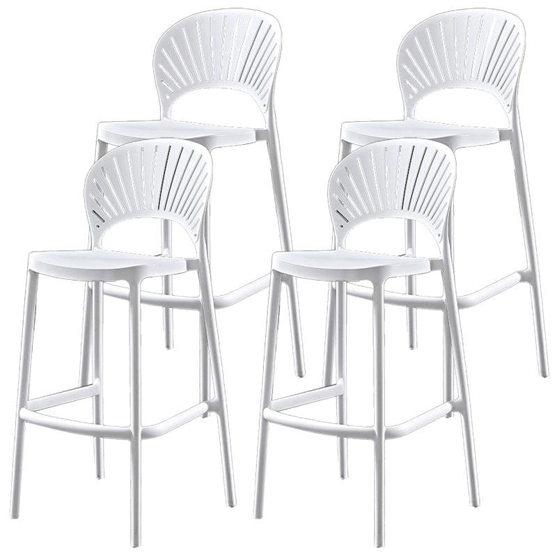 Taburete de bar de plástico de estilo nórdico con respaldo de 4 patas, taburete de bar colorido