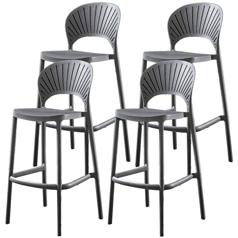 Taburete de bar de plástico de estilo nórdico con respaldo de 4 patas, taburete de bar colorido