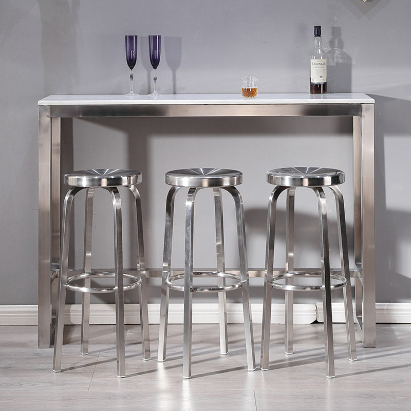 1 Pcs Industrial Silver Counter Stools Stainless Steel Bar Bristol Stools with Round Seat