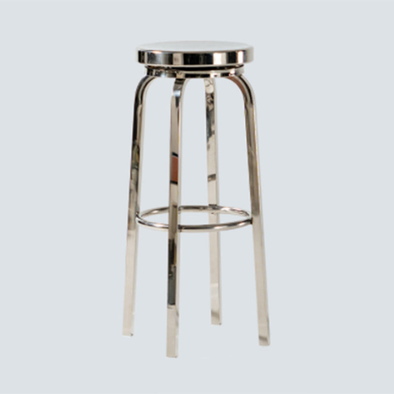 1 Pcs Industrial Silver Counter Stools Stainless Steel Bar Bristol Stools with Round Seat
