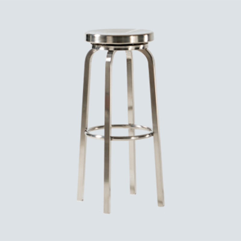 1 Pcs Industrial Silver Counter Stools Stainless Steel Bar Bristol Stools with Round Seat