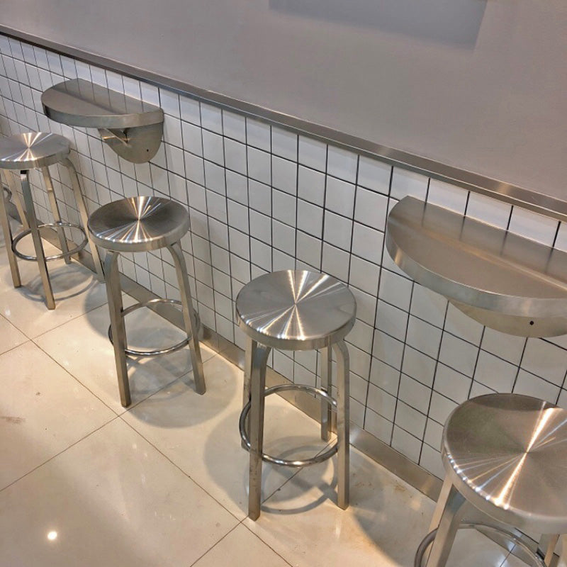 1 Pcs Industrial Silver Counter Stools Stainless Steel Bar Bristol Stools with Round Seat