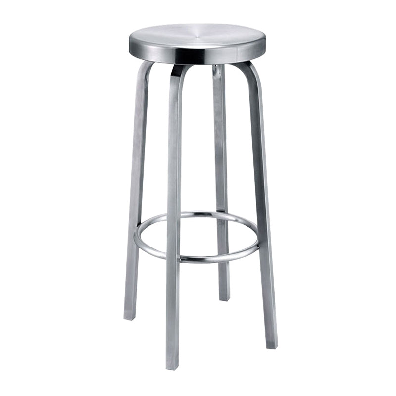 1 Pcs Industrial Silver Counter Stools Stainless Steel Bar Bristol Stools with Round Seat