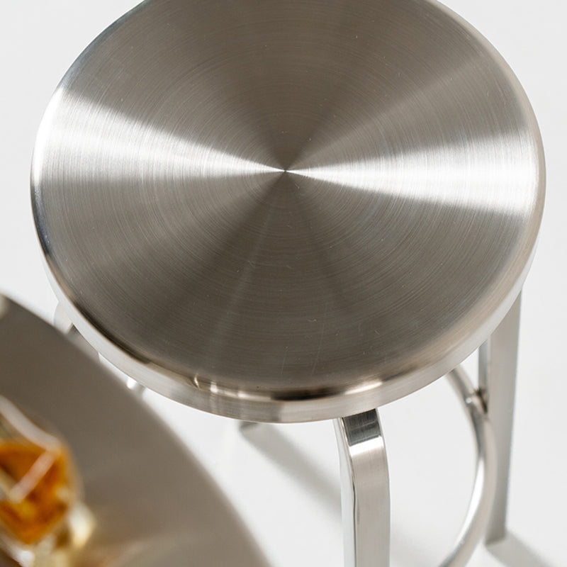 1 Pcs Industrial Silver Counter Stools Stainless Steel Bar Bristol Stools with Round Seat