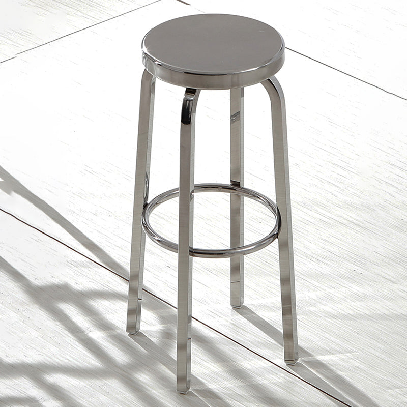 1 Pcs Industrial Silver Counter Stools Stainless Steel Bar Bristol Stools with Round Seat