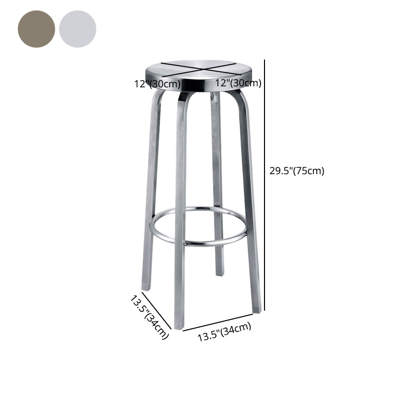 1 Pcs Industrial Silver Counter Stools Stainless Steel Bar Bristol Stools with Round Seat