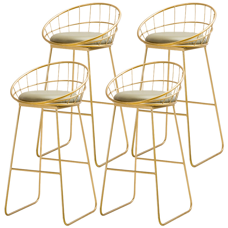 Taburetes de bar escandinavos, taburetes de bar de interior con respaldo bajo de cuero y hierro con patas de trineo