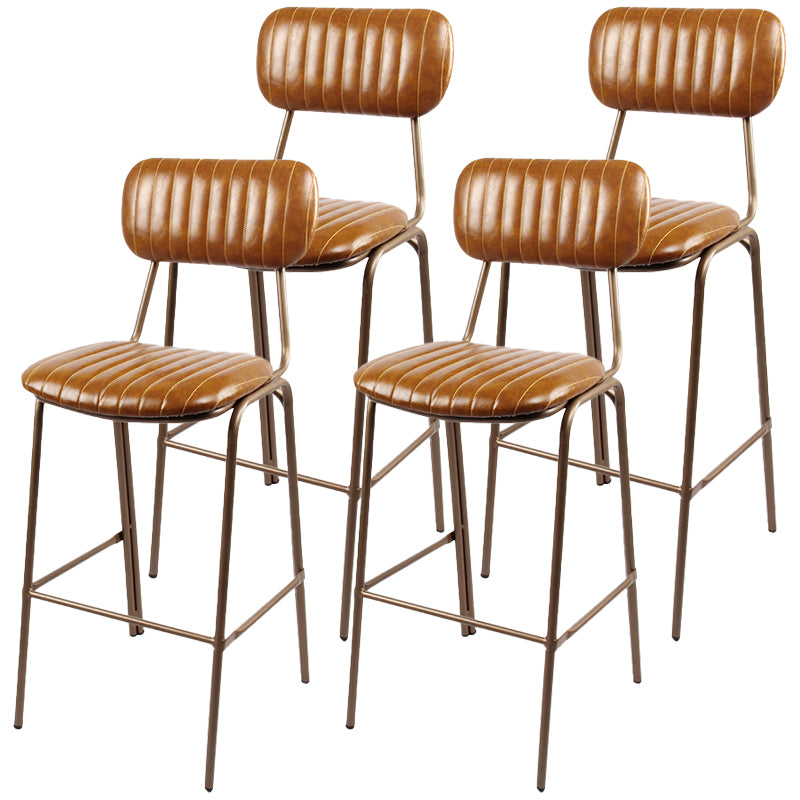 Tabourets de comptoir scandinaves en or, tabourets de bar d'intérieur sans bras en cuir de fer