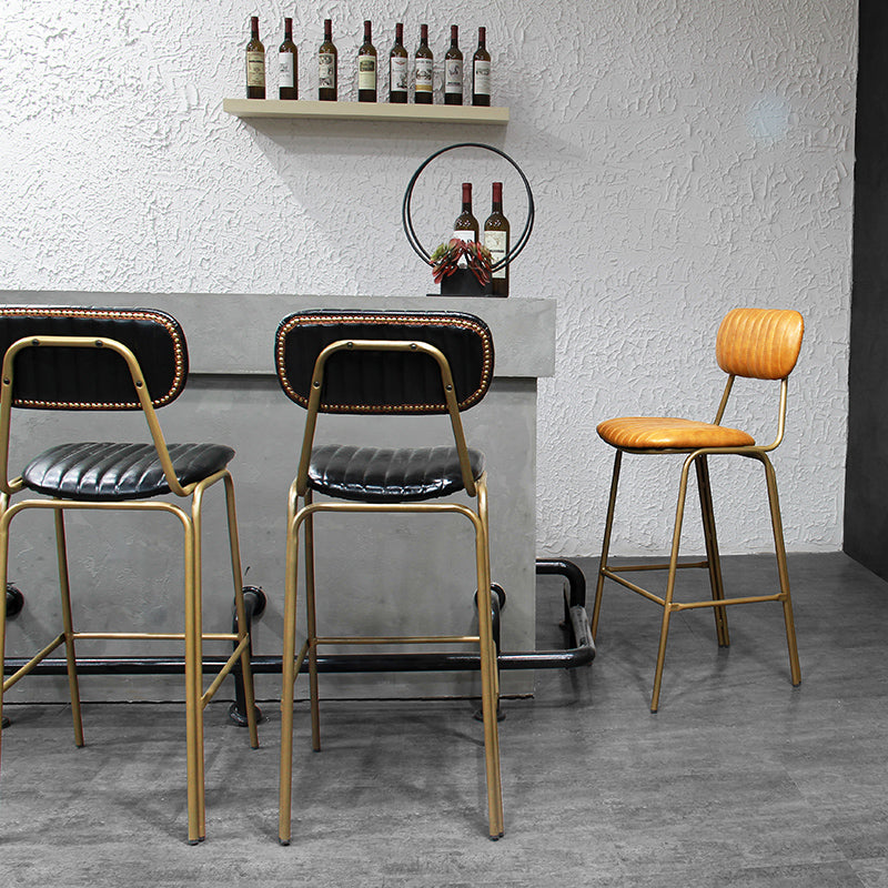 Tabourets de comptoir scandinaves en or, tabourets de bar d'intérieur sans bras en cuir de fer