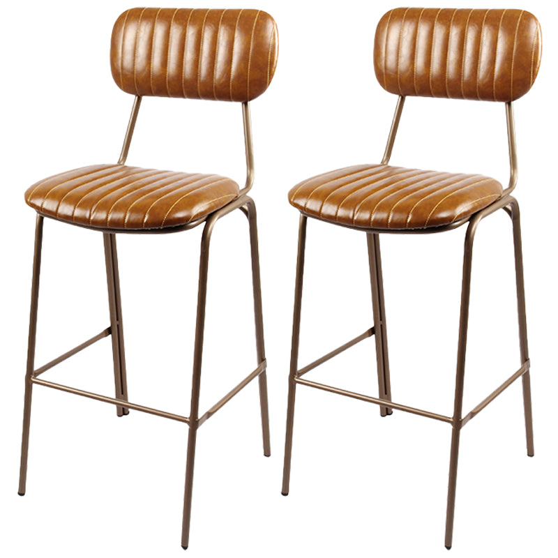 Tabourets de comptoir scandinaves en or, tabourets de bar d'intérieur sans bras en cuir de fer