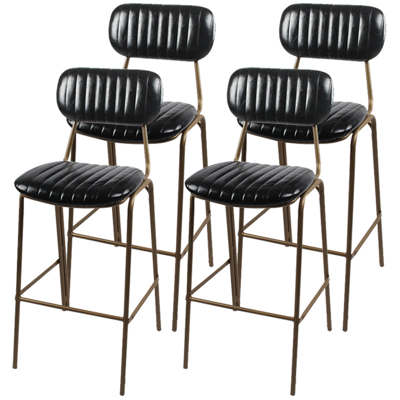 Tabourets de comptoir scandinaves en or, tabourets de bar d'intérieur sans bras en cuir de fer