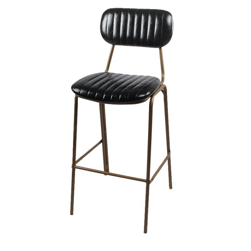 Skandinavische goldene Thekenhocker, armlose Barhocker aus Eisen und Leder für den Innenbereich