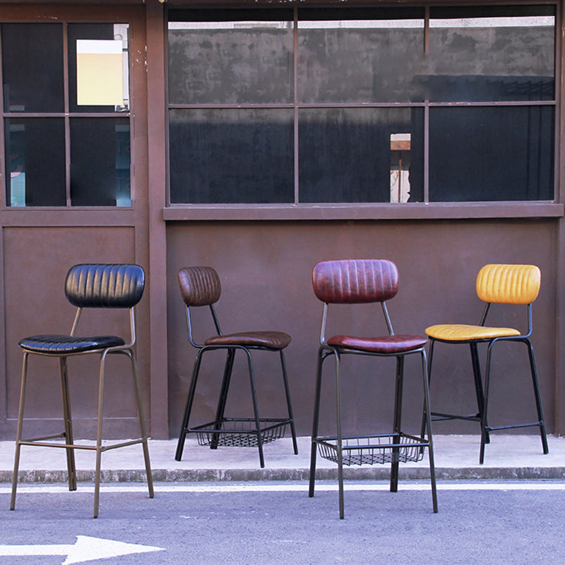 Tabourets de comptoir scandinaves en or, tabourets de bar d'intérieur sans bras en cuir de fer
