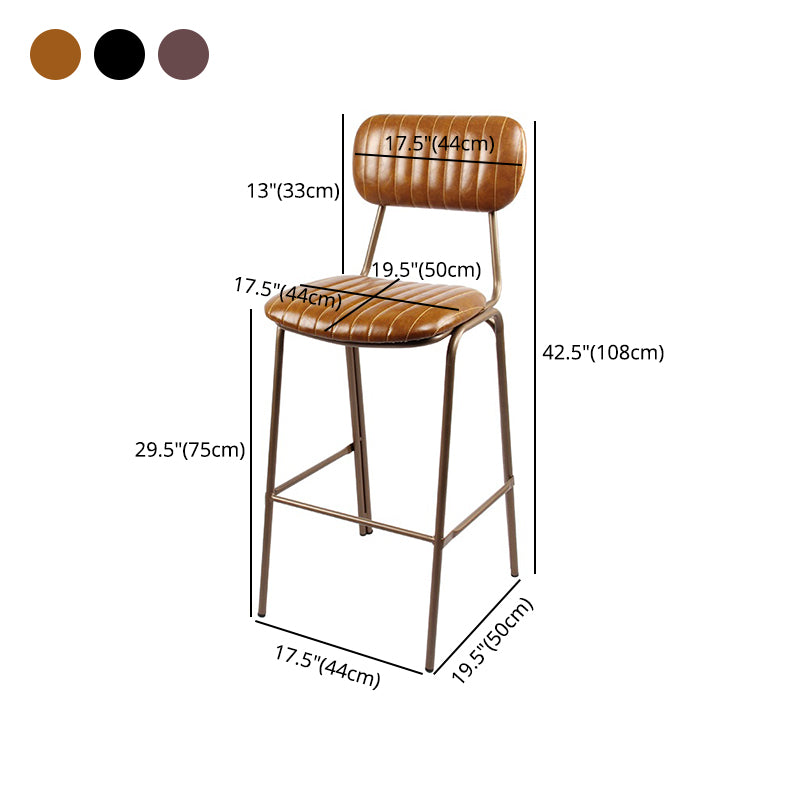 Tabourets de comptoir scandinaves en or, tabourets de bar d'intérieur sans bras en cuir de fer