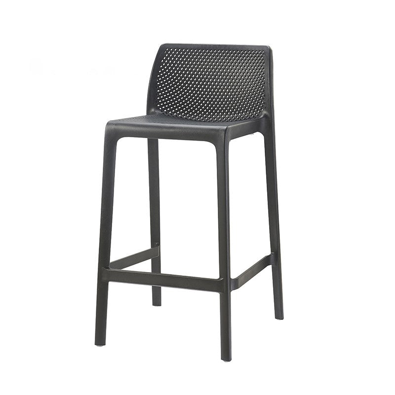 Taburetes de bar interiores apilables de plástico escandinavo con respaldo bajo