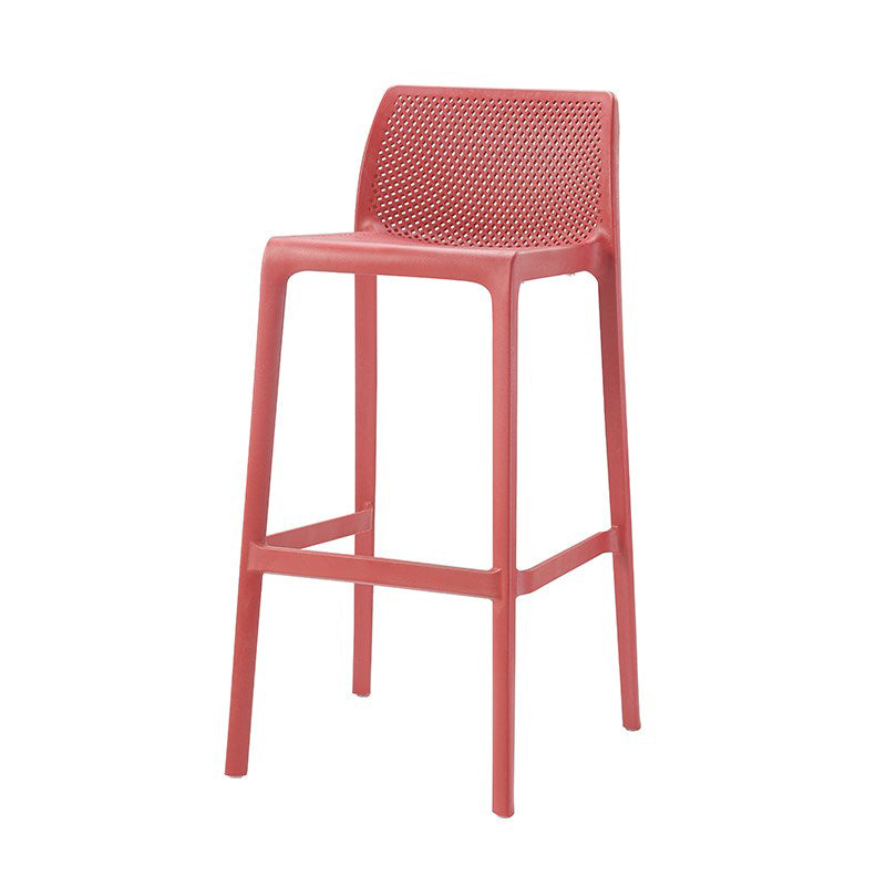 Taburetes de bar interiores apilables de plástico escandinavo con respaldo bajo