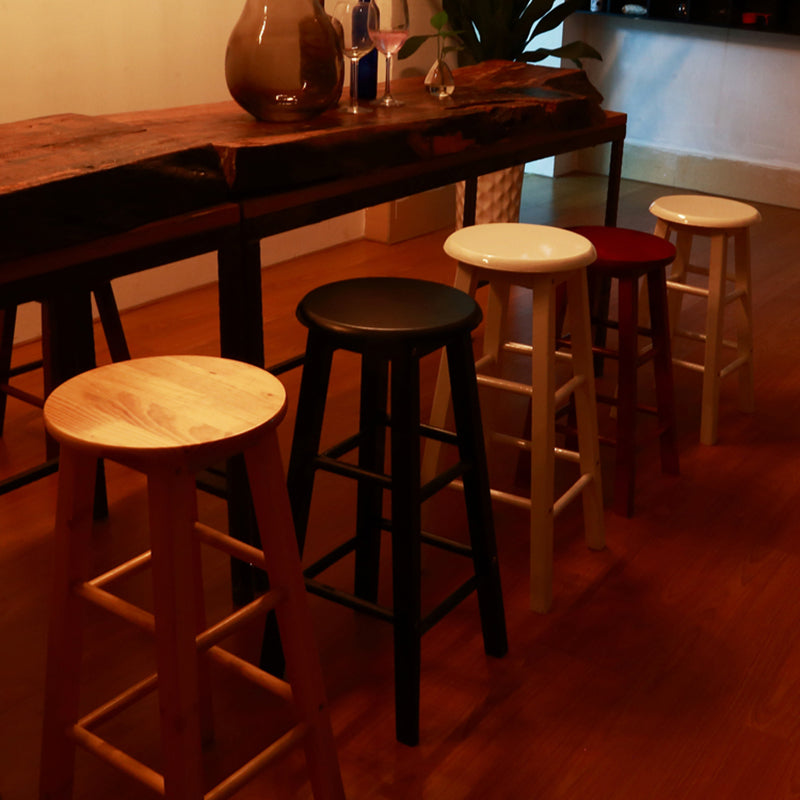 Modern Armless Counter Stool Wood Household Bar Stool with Pedal