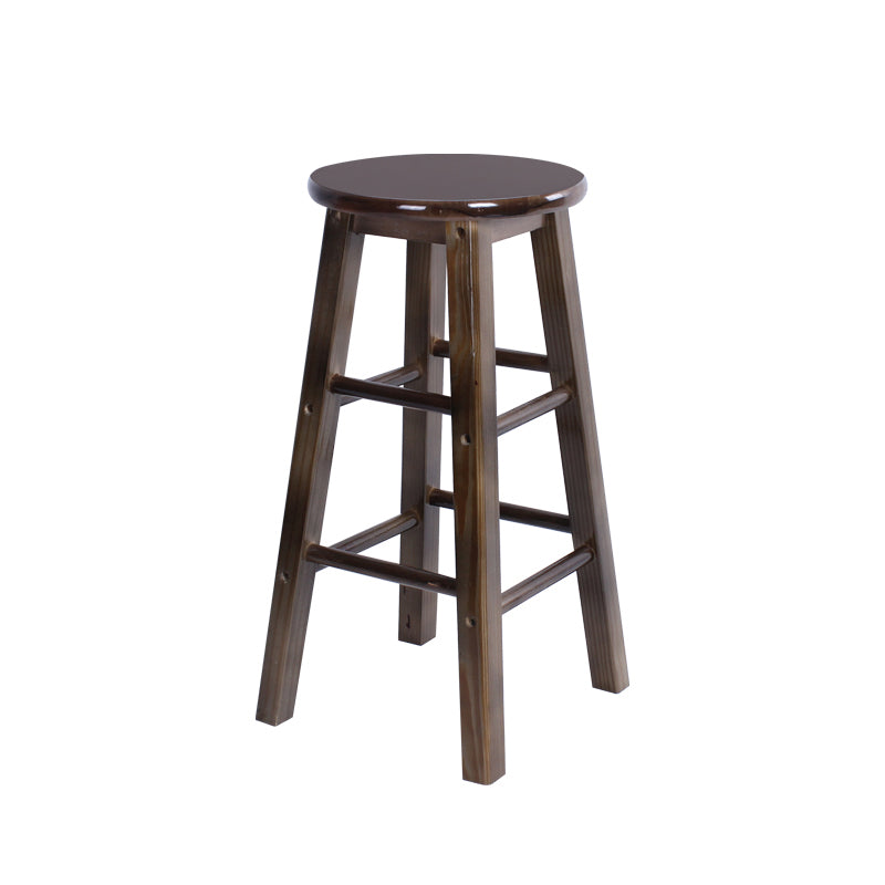 Modern Armless Counter Stool Wood Household Bar Stool with Pedal