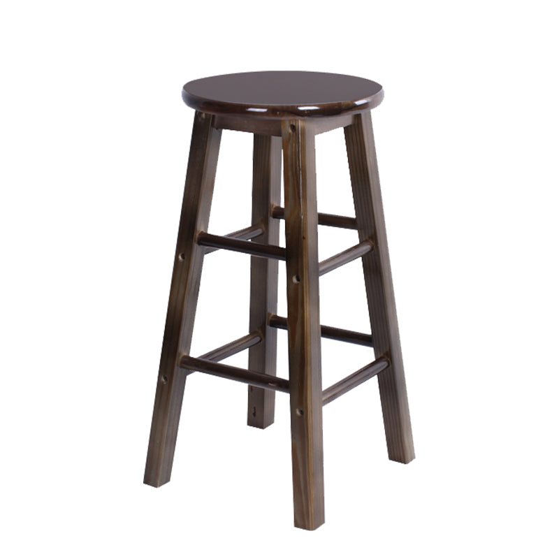 Modern Armless Counter Stool Wood Household Bar Stool with Pedal