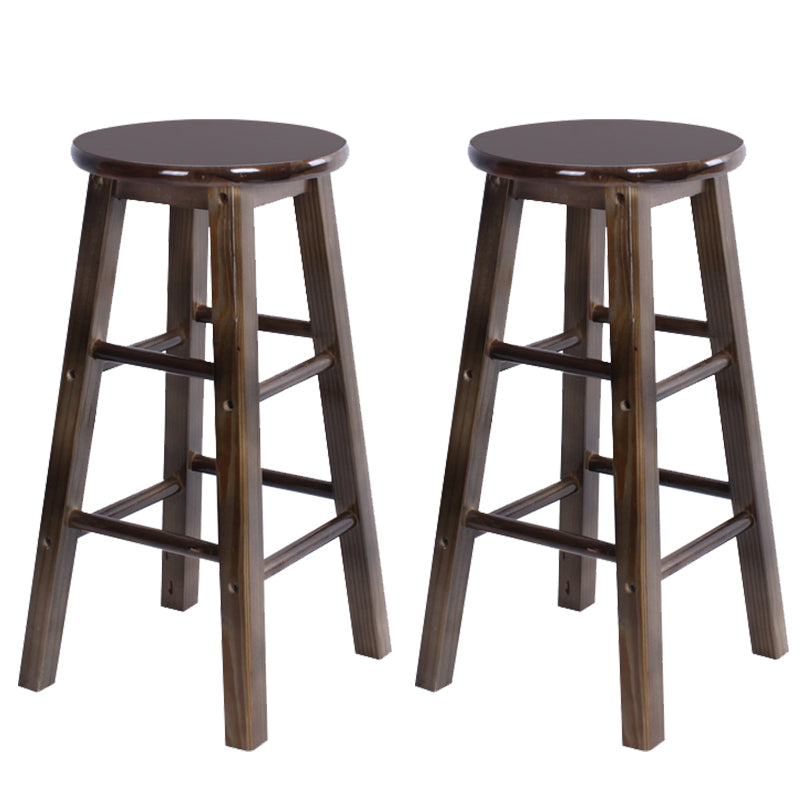 Modern Armless Counter Stool Wood Household Bar Stool with Pedal