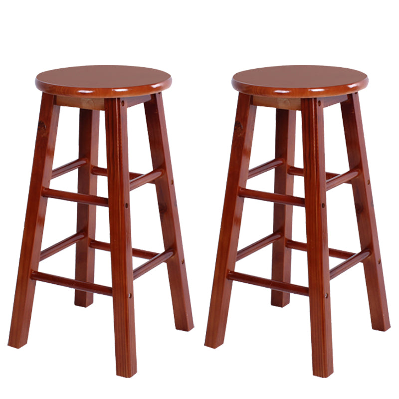 Modern Armless Counter Stool Wood Household Bar Stool with Pedal