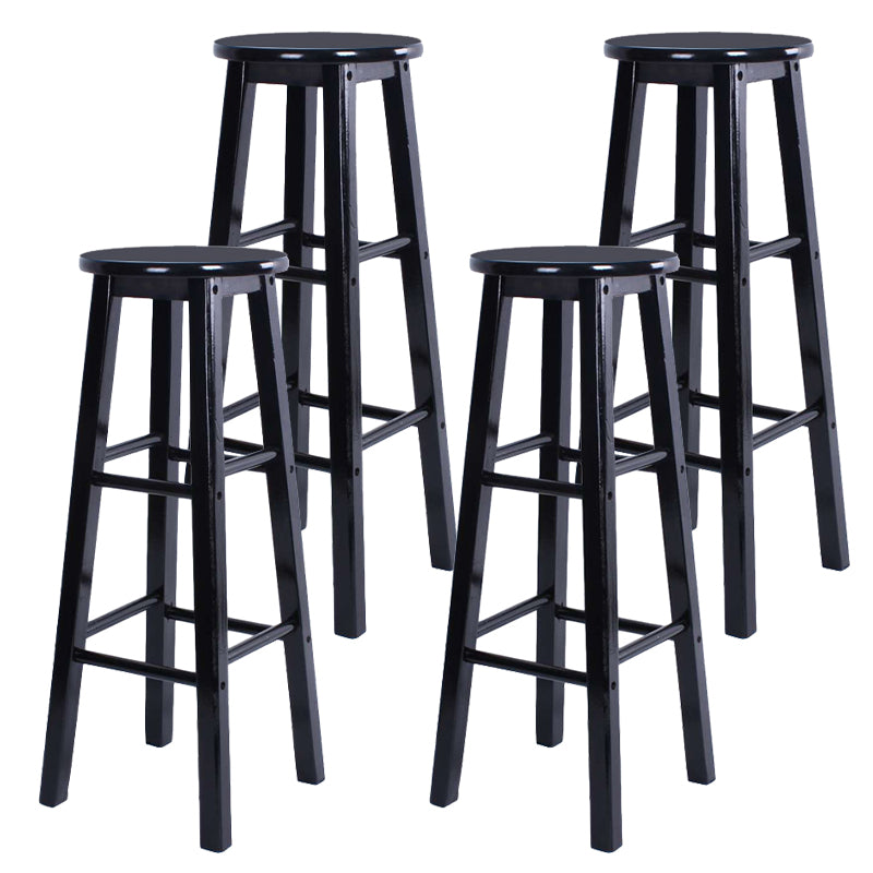 Modern Armless Counter Stool Wood Household Bar Stool with Pedal