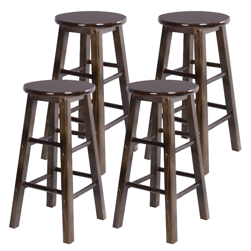 Modern Armless Counter Stool Wood Household Bar Stool with Pedal