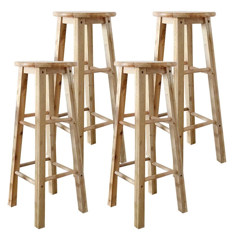 Modern Armless Counter Stool Wood Household Bar Stool with Pedal