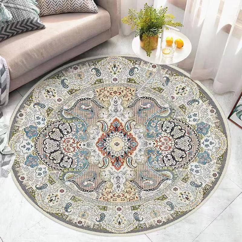 Light Brown Modern Rug Polyester Medallion Rug Washable Rug for Home Decor