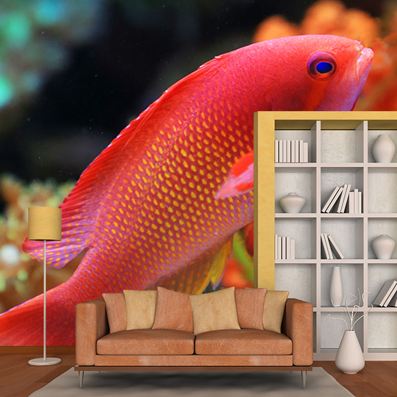 Deep Sea Fish Mural Wallpaper Water Resistant Wall Covering for Children's Bedroom