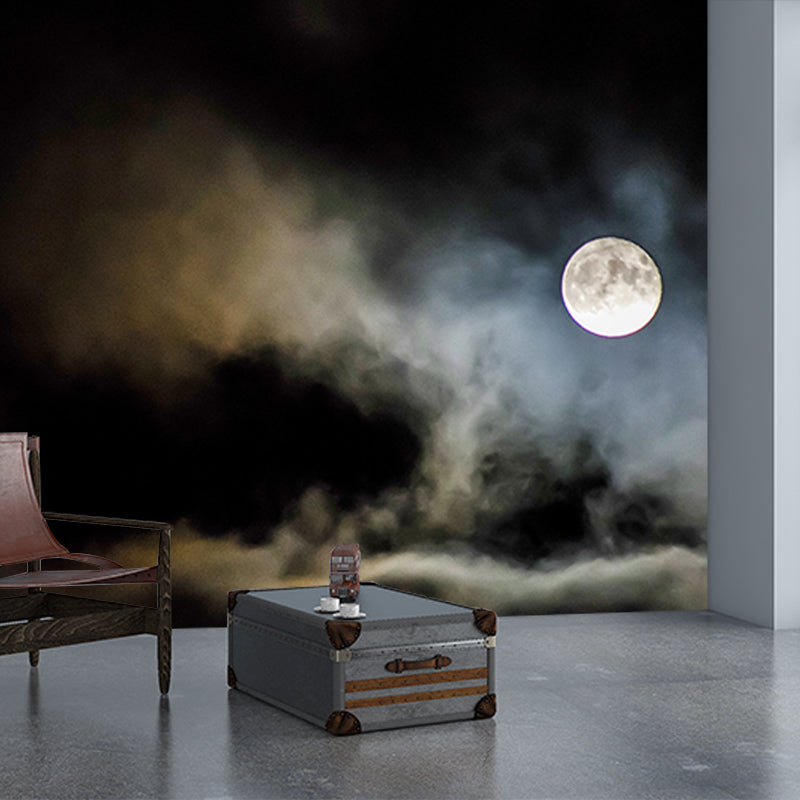 Universe Wall Mural Dark Color Stain Resistant Wall Decor for Reading Room