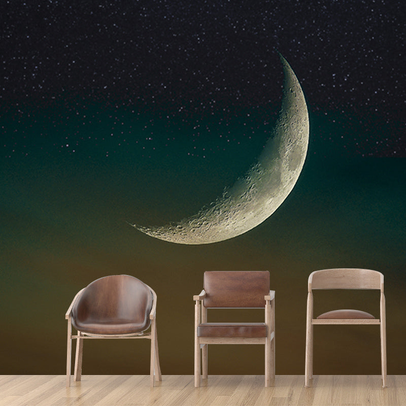 Moon Space Mural Wallpaper for Living Room Waterproof, Made to Measure